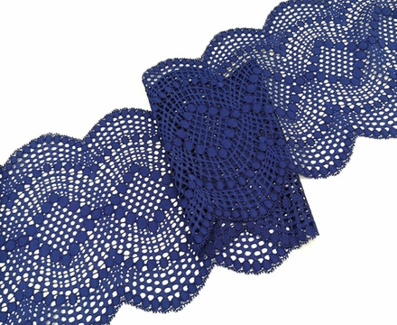 Эластичное кружево, 19,5см, темно-синий, (Арт: EK-1061), м