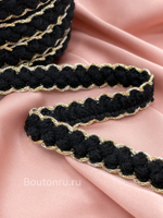 Тесьма черная косичка с золотой нитью