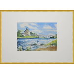 Картина авторская акварельная в паспарту 21х30 см на стену для интерьера "Покровская башня Пскова"