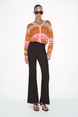 ZARA БРЮКИ FLARE С БОКОВЫМИ ШВАМИ, КОРИЧНЕВЫЙ