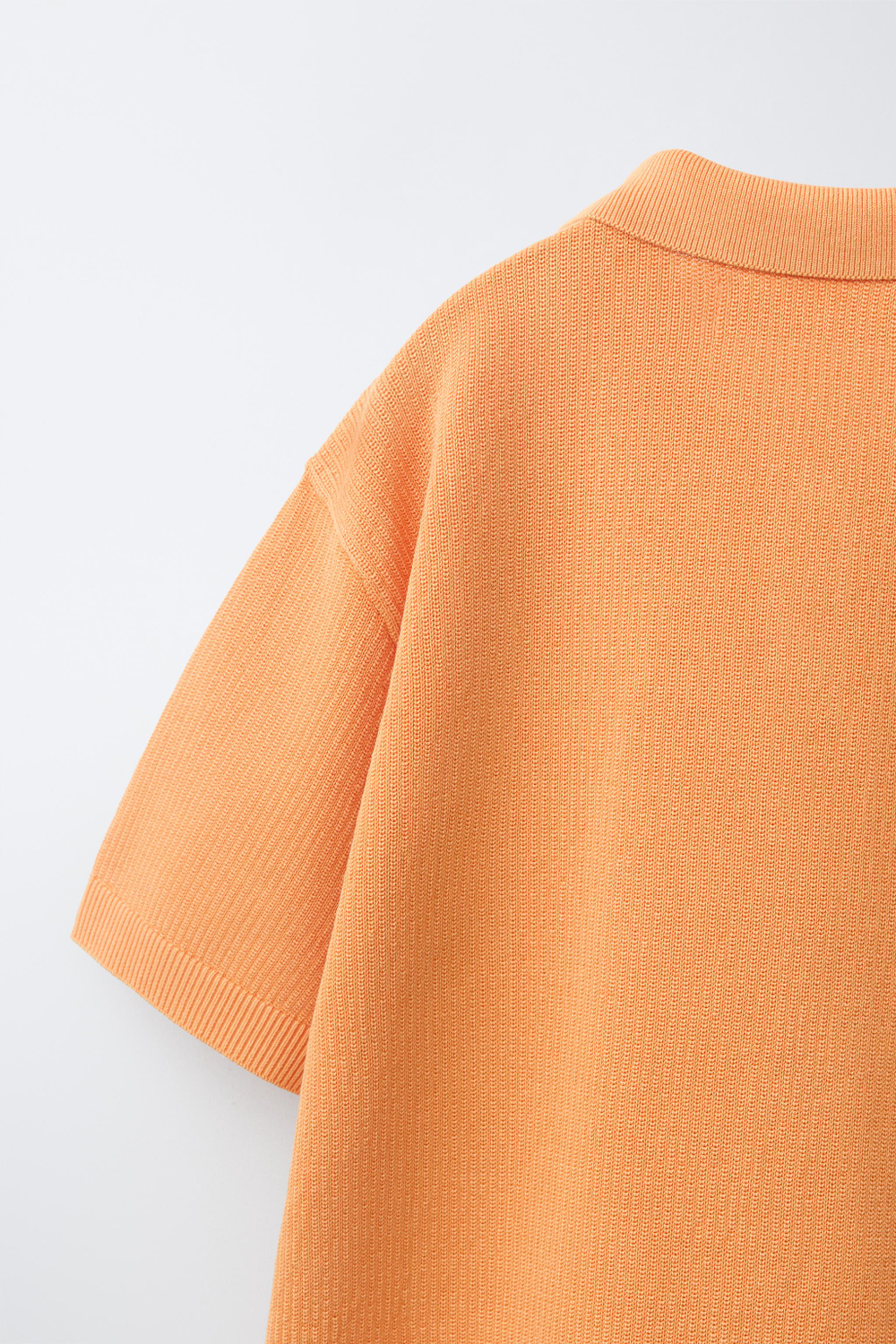 ZARA ОДНОТОННОЕ ПОЛО РЕЛЬЕФНОЙ ВЯЗКИ, ОРАНЖЕВЫЙ