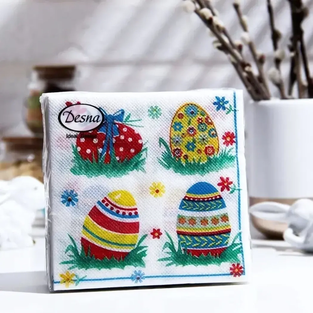 Салфетки бумажные DESIGN 24*24см, 1 сл., 40л, Пасхальные яйца