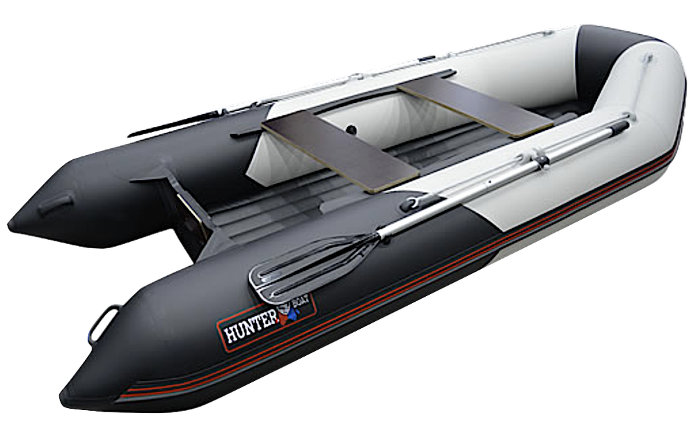 Лодка ПВХ Hunterboat Хантер Классика НД 345ЛКА Светло-Серый / Чёрный