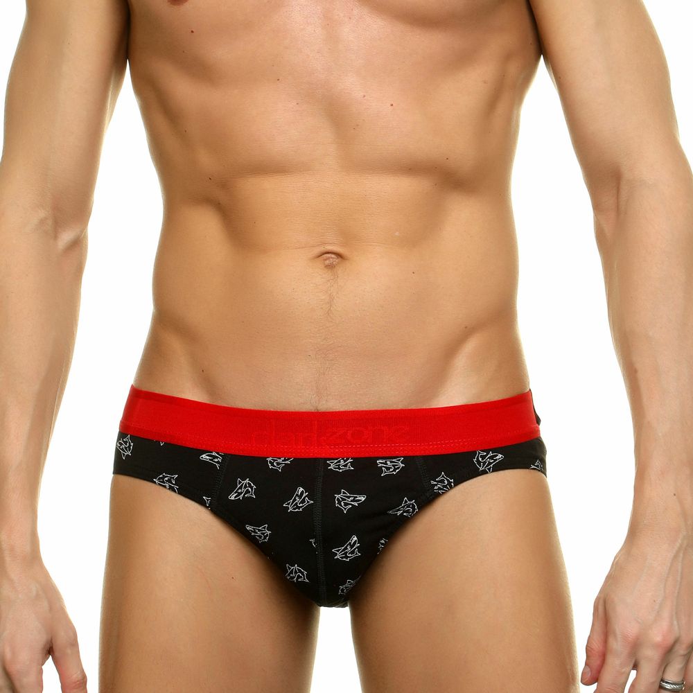 Трусы мужские слипы черные с красной резинкой DARKZONE DZN6338