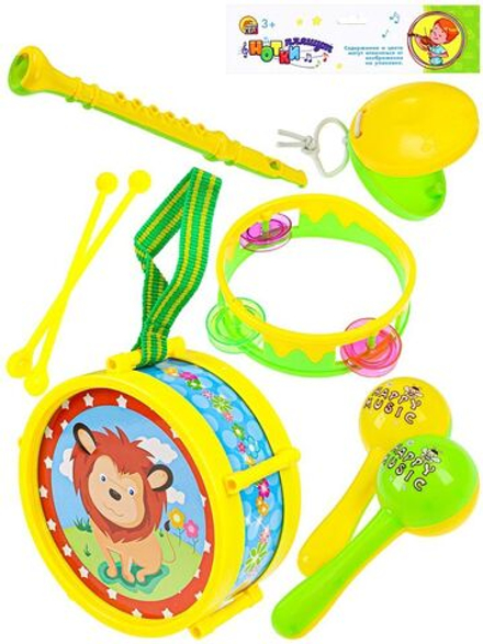 Набор музыкальных инструментов "Барабан с инструментами" 5 предметов