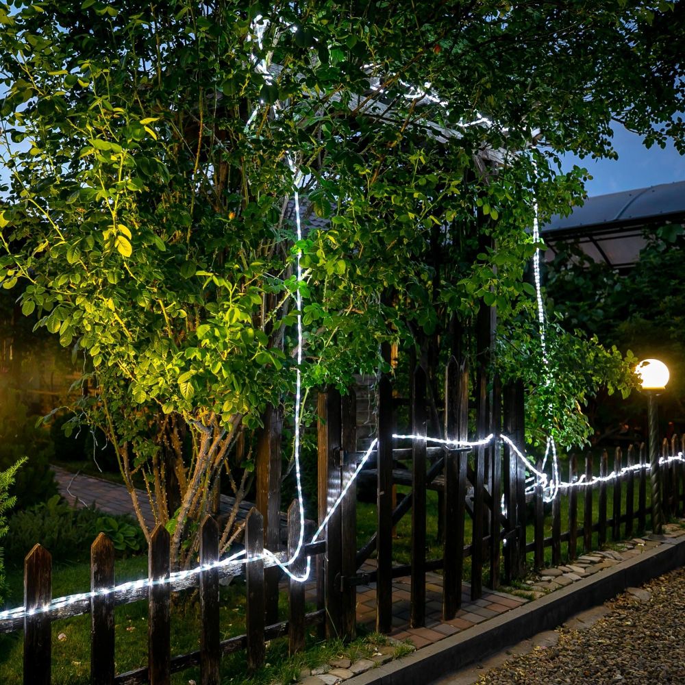 ULD-D50 25M-С08 IP44 WHITE Гирлянда светодиодная Дюралайт. 25м. С контроллером. Белый свет. Провод прозрачный. ТМ Uniel