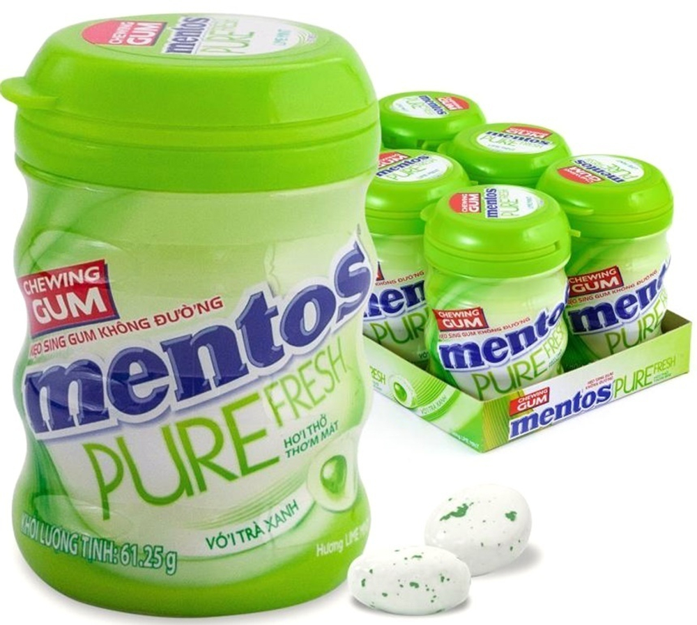Mentos Pure Fresh Lime (Ментос Лайм Жев.резинка банка) 60гр (6шт) банка