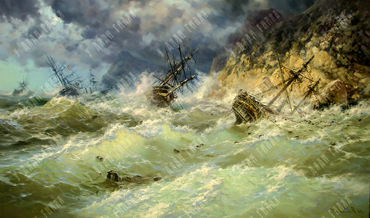 Плотников В. В. Буря у Балаклавы 14 ноября 1854г. Холст, масло. 2020 г.