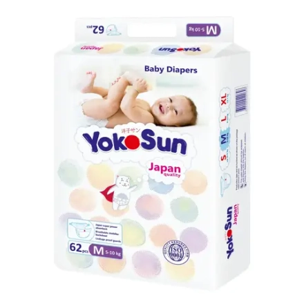 Подгузники YokoSun M (5-10 кг), 62 шт