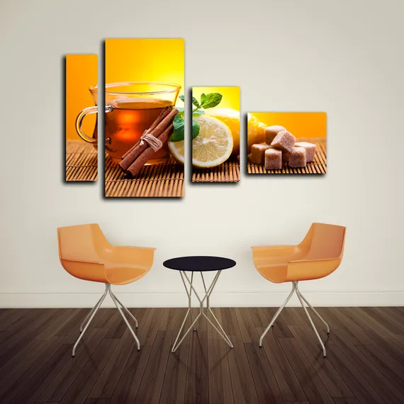 Модульная картина "Чай с лимоном"
