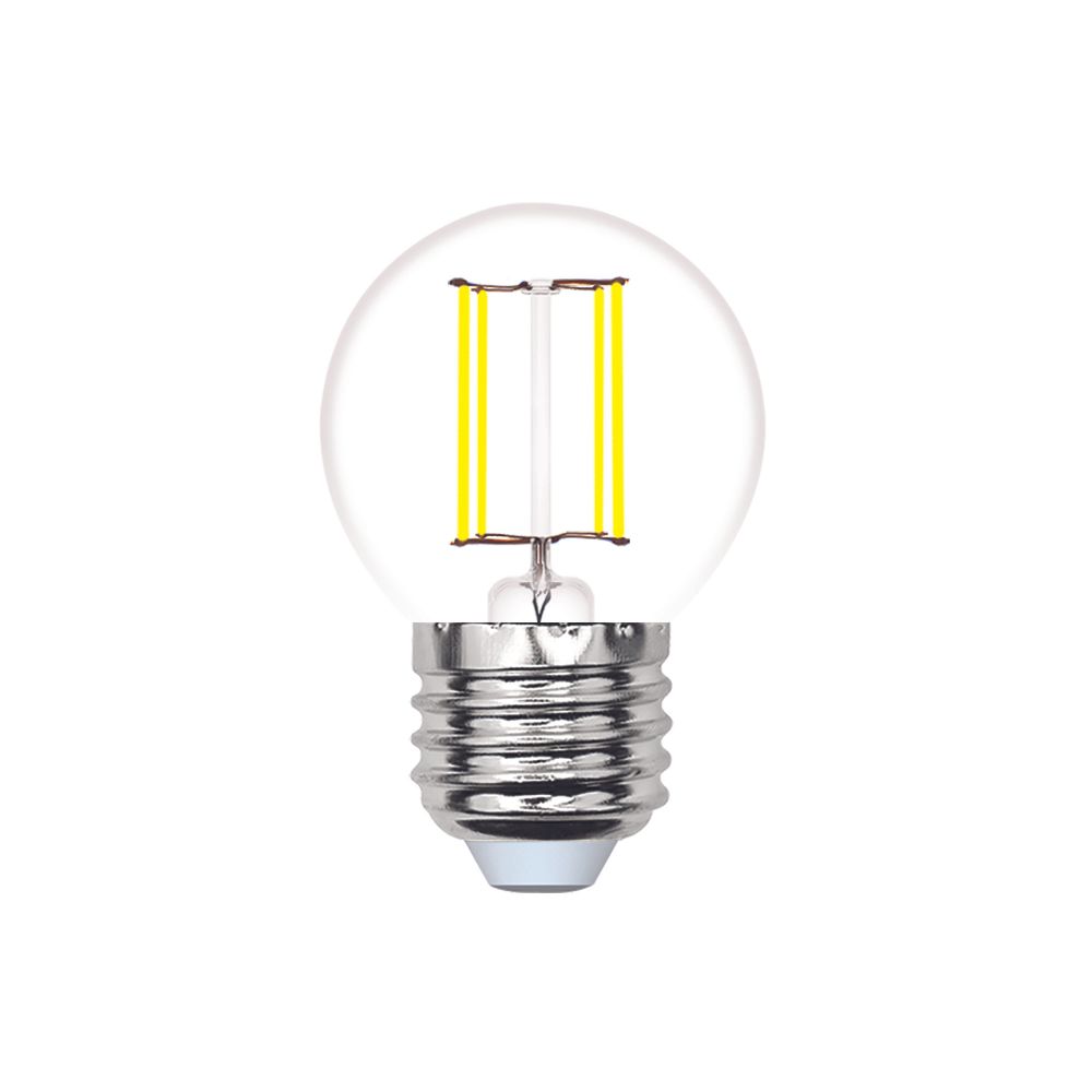 LED-G45-6W-4000K-E27-CL-SLF Лампа светодиодная. Форма шар. прозрачная. Белый свет 4000K. ТМ Volpe