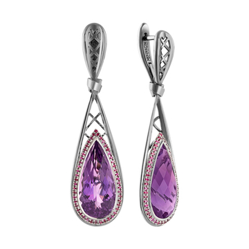 Серьги с Аметистом и Рубинами, E0189-3/18