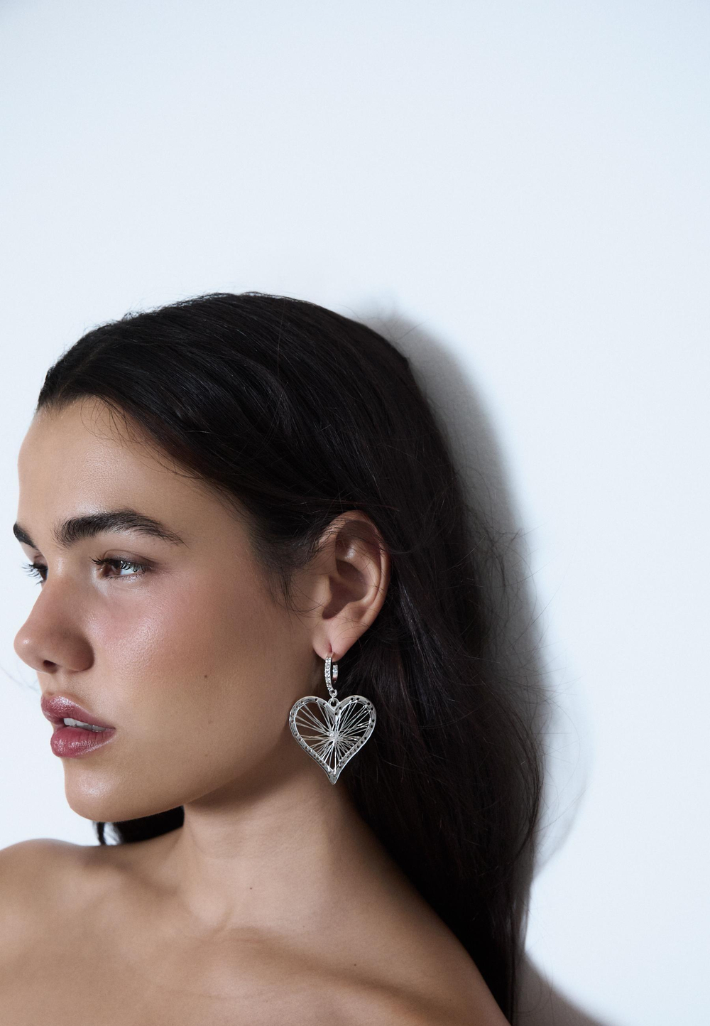 STRADIVARIUS Металлические серьги-сердечки, серый