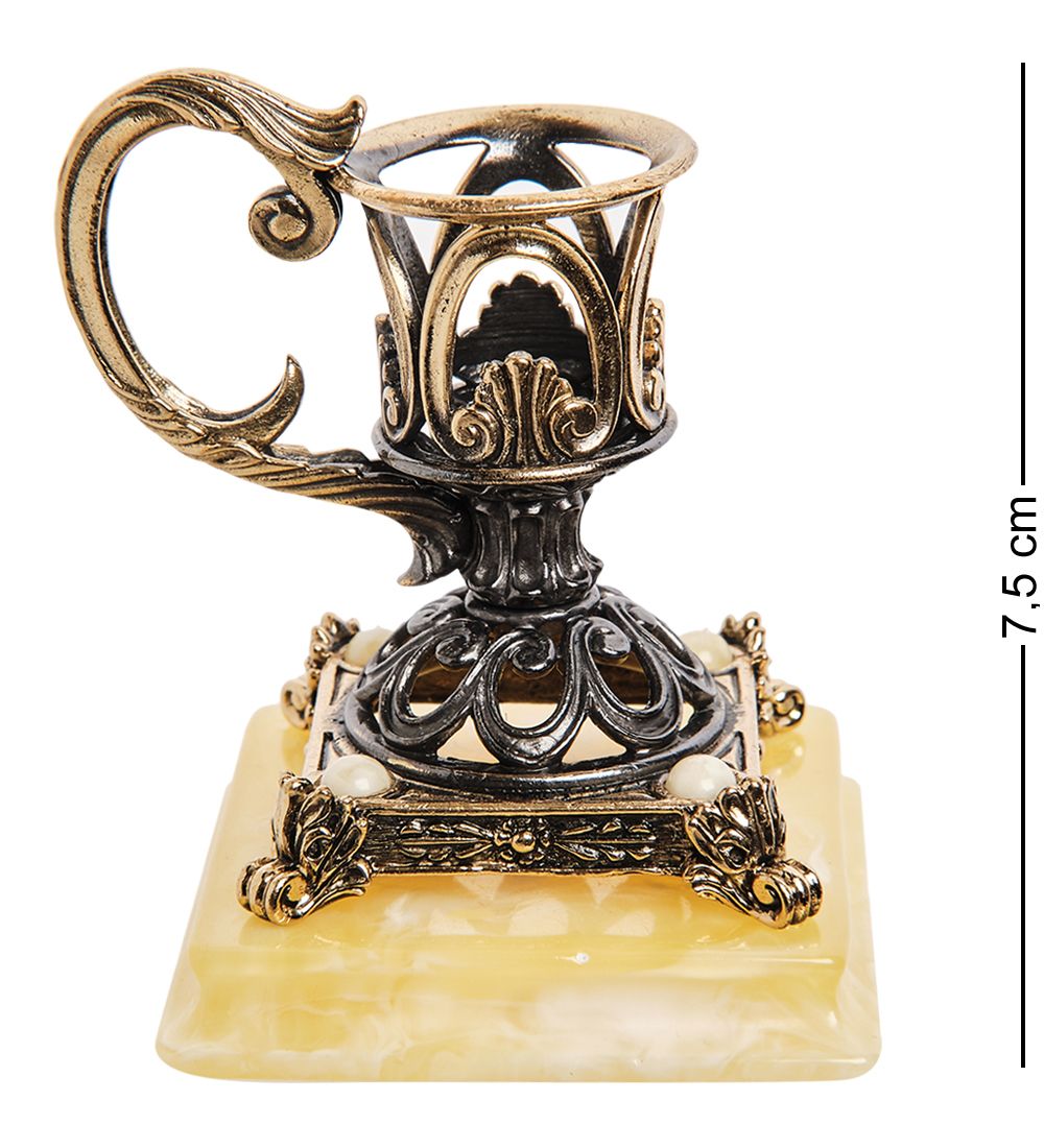 Народные промыслы AM-2946/1 Подсвечник «Ночник Винтаж» (латунь, янтарь)