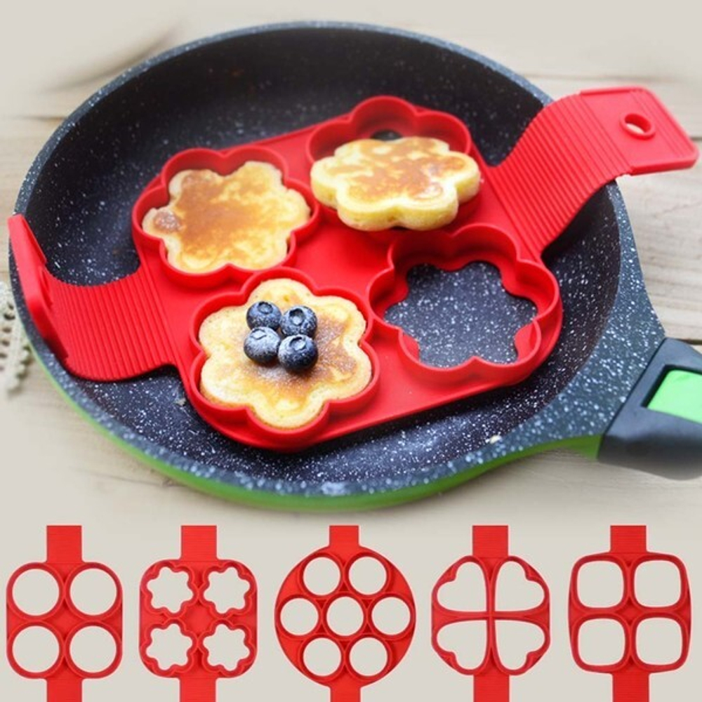 Форма силиконовая для панкейков 4шт сердечки