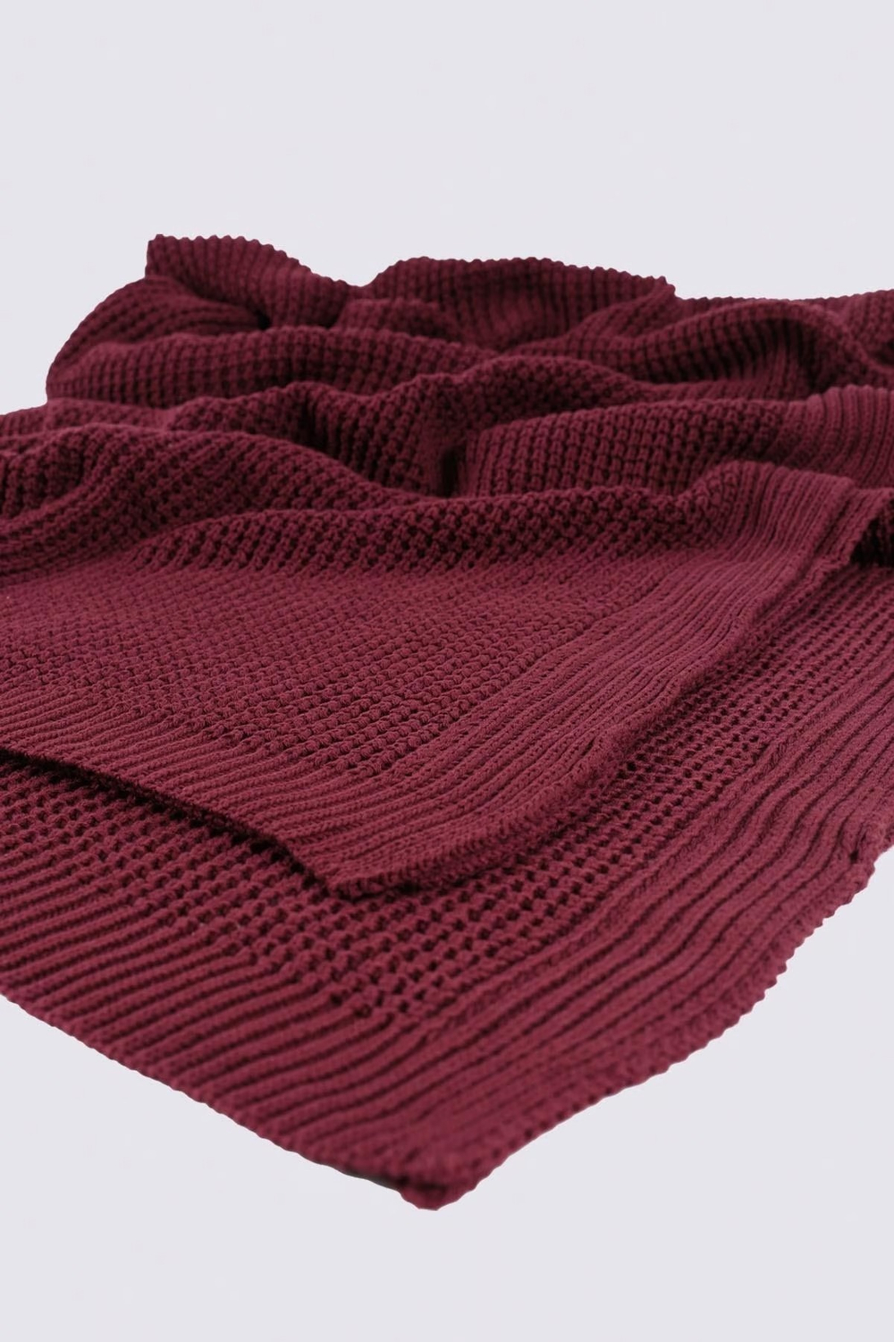 Вязанный плед из органического хлопка Alina Ecocotton 160x220 Bordo