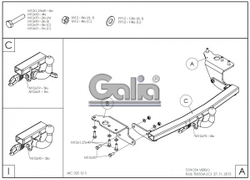Фаркоп оцинкованный Galia T063A для Toyota Verso 2009-2013, 2013-2018(паспорт и сертификат в комплекте)(без электрики)