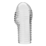 Прозрачная насадка на пенис с ребрышками Hoytt - 9 см.