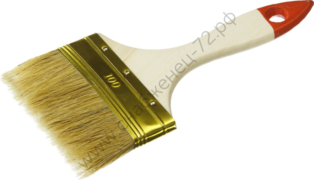 ЗУБР УНИВЕРСАЛ 100 мм, 4″ светлая натуральная щетина, деревянная ручка, Плоская кисть, ОПТИМА (01099-100)