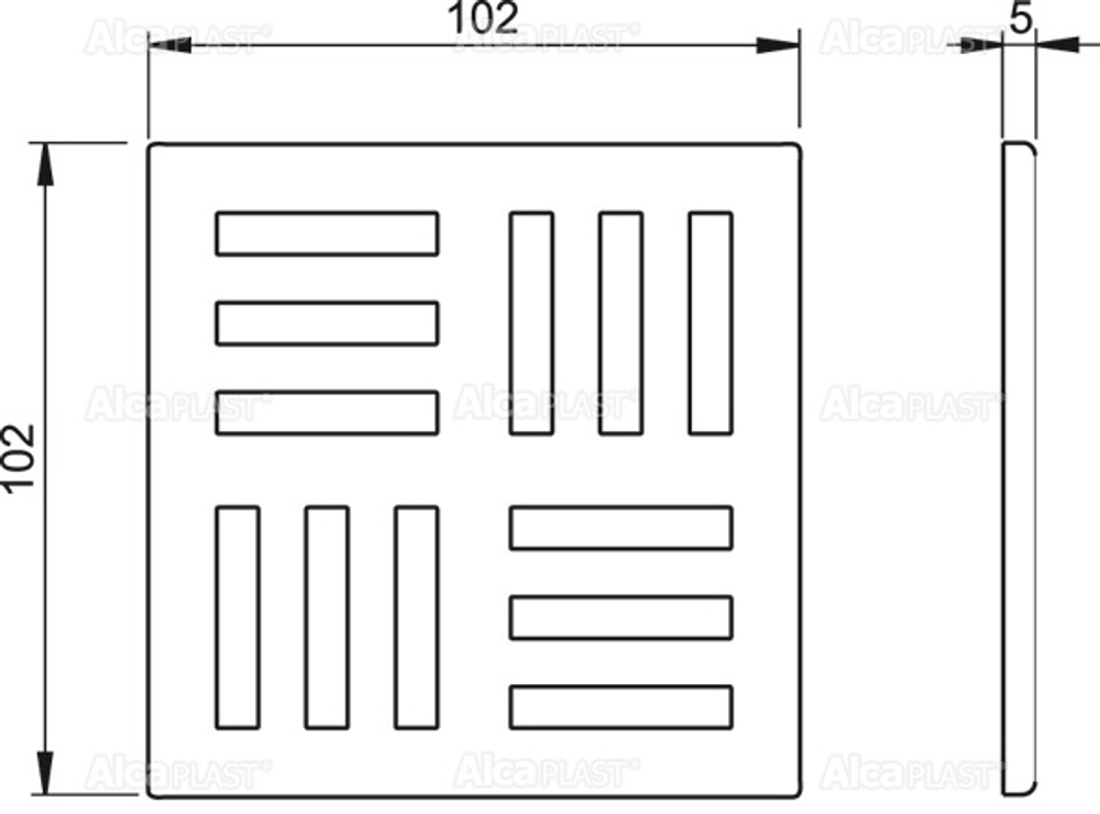 Решетка 102 ? 102 серая AlcaPlast MPV006
