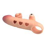 Телесная вибронасадка на пенис с подхватом мошонки - 20 см.