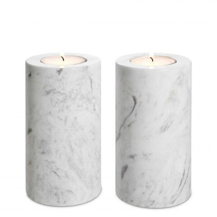 Набор подсвечников 2 шт. Tobor M white marble 112683