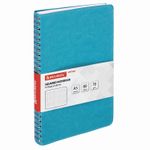 Тетрадь А5 (148x218 мм), BRAUBERG "Office PRO", гибкая, под кожу, гребень, 80 л., бирюзовая, 111043
