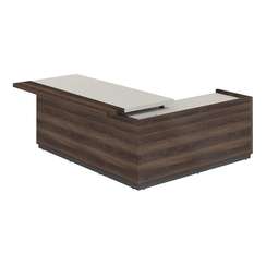 RF.105L.PGDA.DA / Стол для руководителя с комбинированной столешницей, левый 2050х1850х750 мм / столешница: жемчужно-серый/дуб адриа, основание стола: дуб адриа