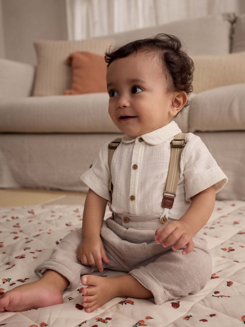 Рубашка и брюки в комплекте для мальчиков Next AR6-782, Белый, Бежевый