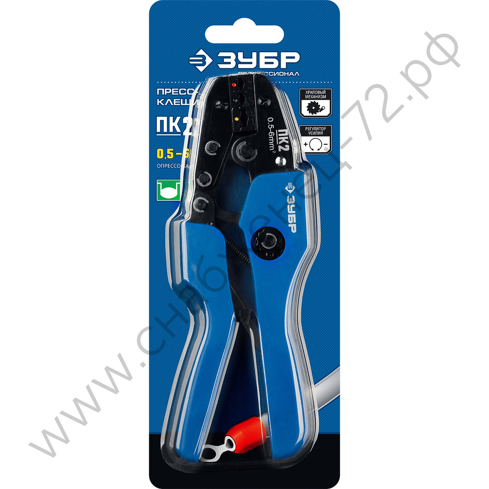 ЗУБР ПК-2 0.5-6мм2, Пресс-клещи для изолированных наконечников и соединительных муфт, Профессионал(45456-2)