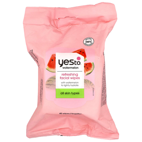 Yes To, Освежающие салфетки для лица, для всех типов кожи, арбуз, 40 салфеток