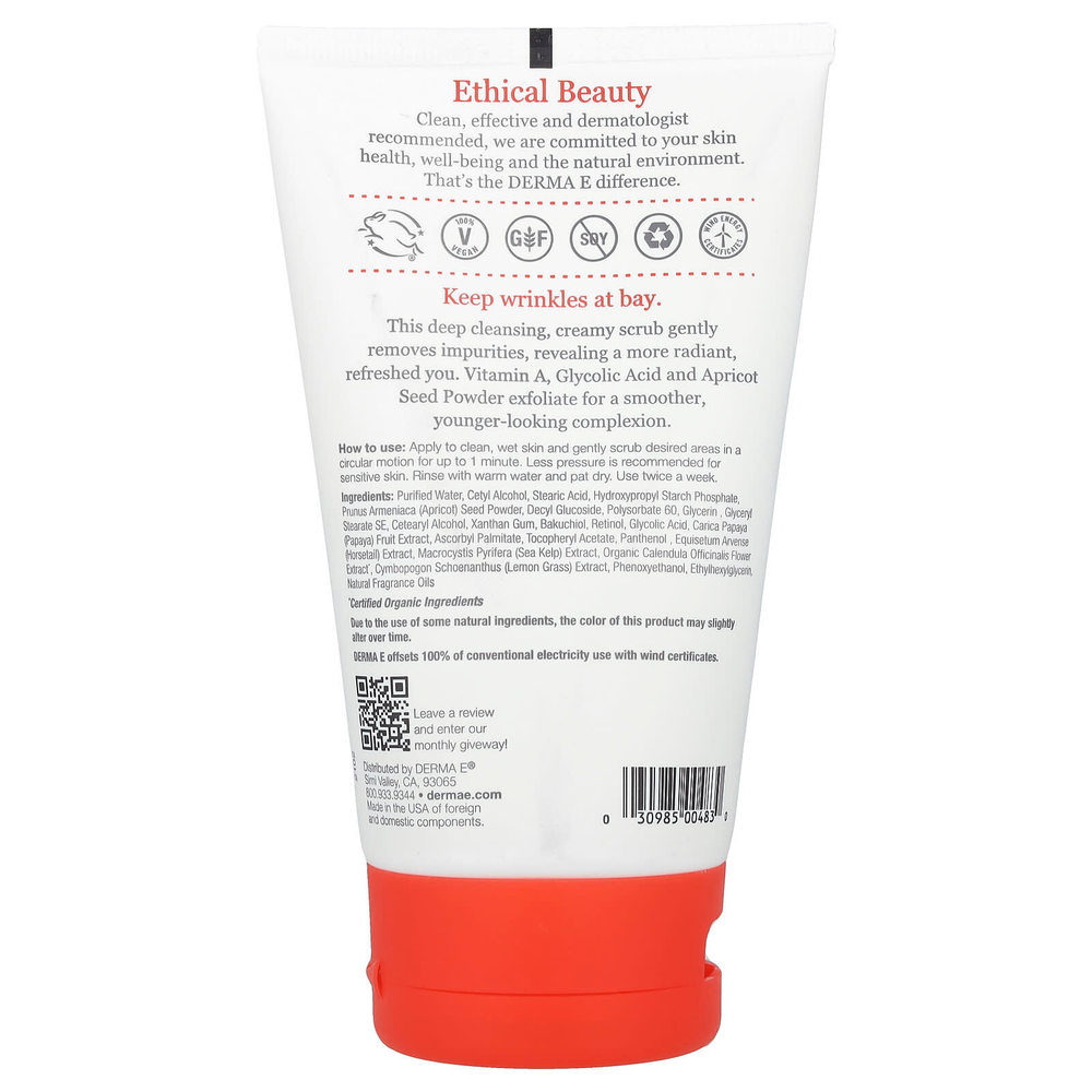 DERMA E, Скраб против морщин с ретинолом, 113 г (4 унции)
