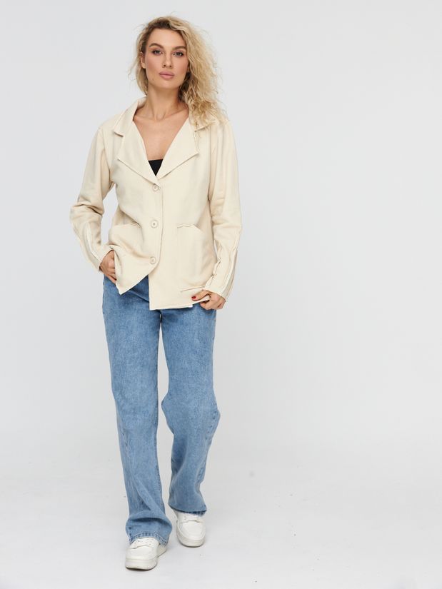 Жакет строчки трикотажный, бежевый