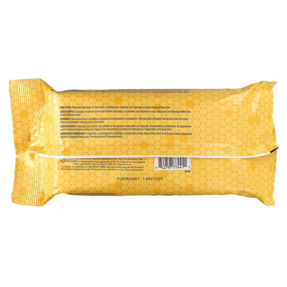 Burt's Bees, универсальные гипоаллергенные салфетки с медом, для собак, 50 шт.