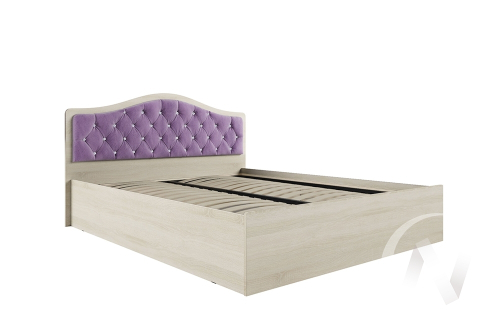 Кровать "Дели 1;4" с осн. ортопед. на опорах (Дуб сонома/Велюр сирень со стразами)