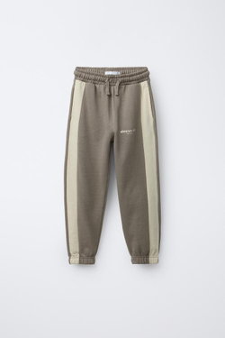 ZARA КОМПЛЕКТ: ТОЛСТОВКА С КАПЮШОНОМ И БРЮКИ-ДЖОГГЕРЫ С ПОЛОСКАМИ, БЕЖЕВЫЙ