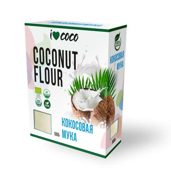 КОРОБКА! Мука кокосовая I❤COCO, органика, Шри-Ланка, 500г