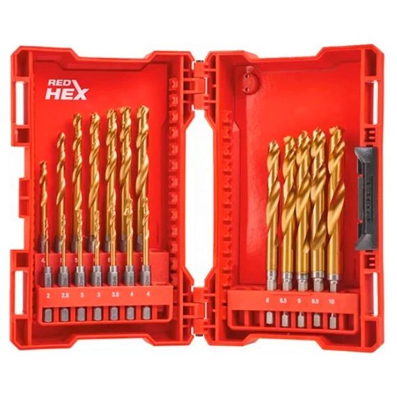 Набор сверл по металлу Milwaukee RedHEX HSS-G TiN 2-10мм 19шт (760)
