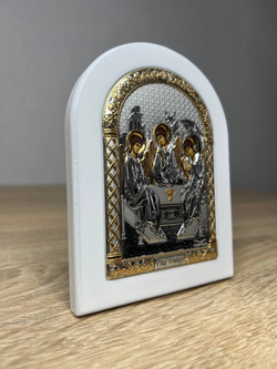 Св. Троица, икона арочная, белое дерево 105х140