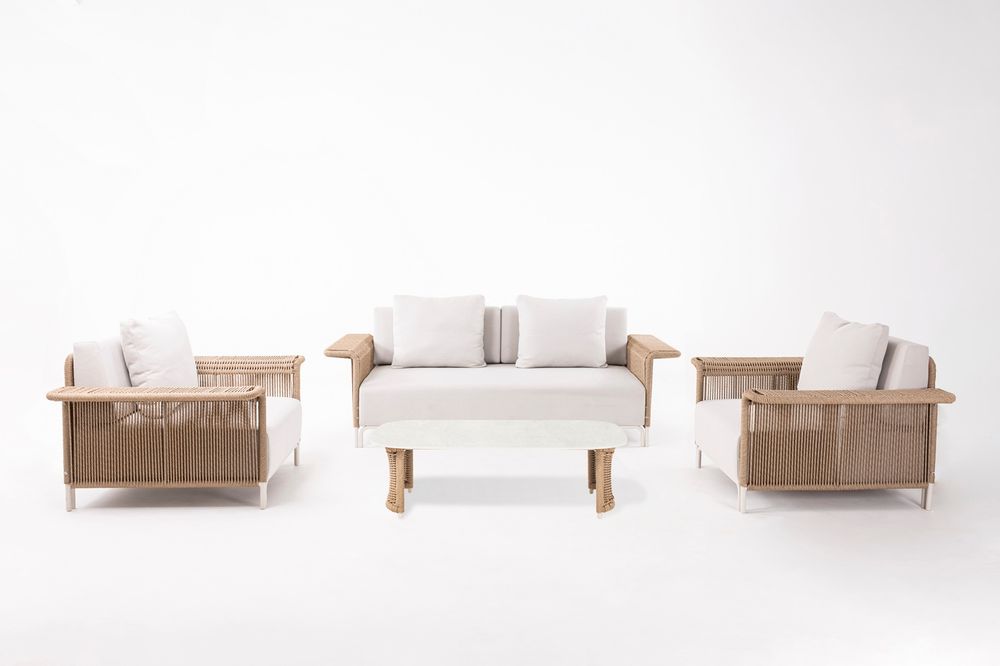 "Мальдивы" лаунж-зона из искусственного ротанга, цвет соломенный