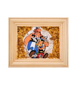 AMB-55/22 Картина «Астерикс и Обеликс» (с янтарной крошкой) дер.рамка 7х9
