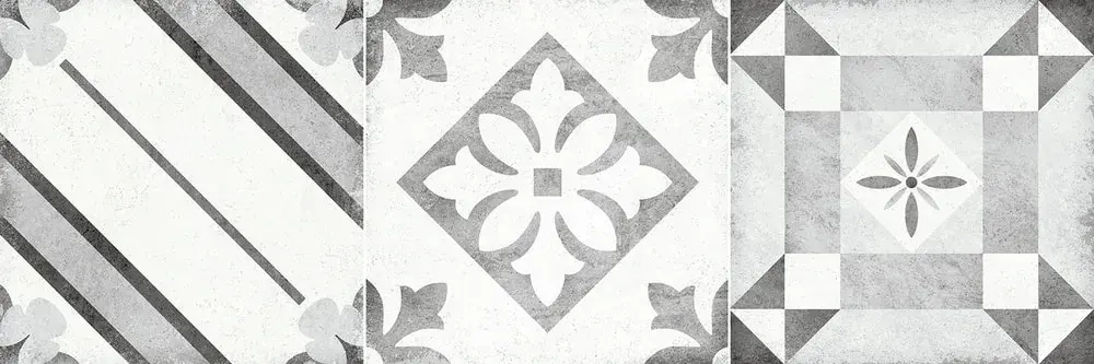 Настенная плитка ALMA Ceramica TWA11COR017 Costa Rica 60x20 белая / серая матовая с орнаментом / пэчворк