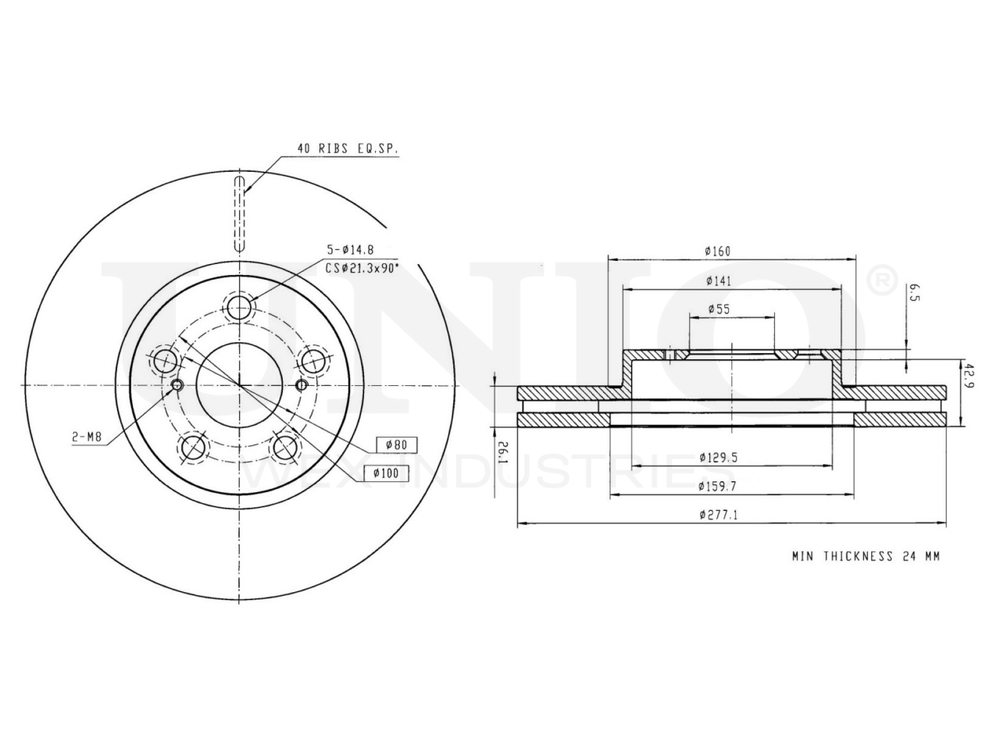 Диск тормозной передний UNIO BRD-20290