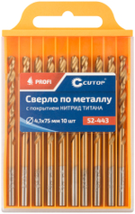 Сверло по металлу Cutop Profi с титановым покрытием, 4,1х75 мм (10 шт) 52-443