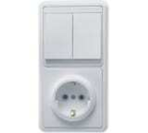 Блок БКЭР-032 Бэлла 2-кл+выкл+розетка с/з белая 5831