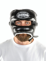 Шлем боксерский LEADERS LS с бамперной защитой (черный / белый) BK/WH