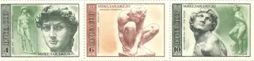 Сцепка марок 4, 6 и 10 копеек 1975 «Микеланджело»