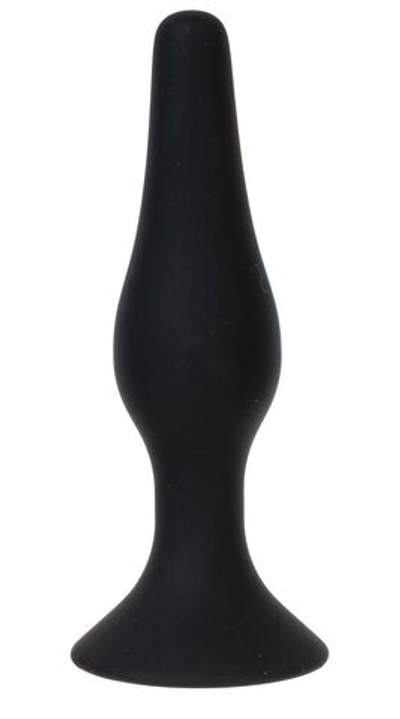Черная силиконовая анальная пробка размера L - 12,2 см.