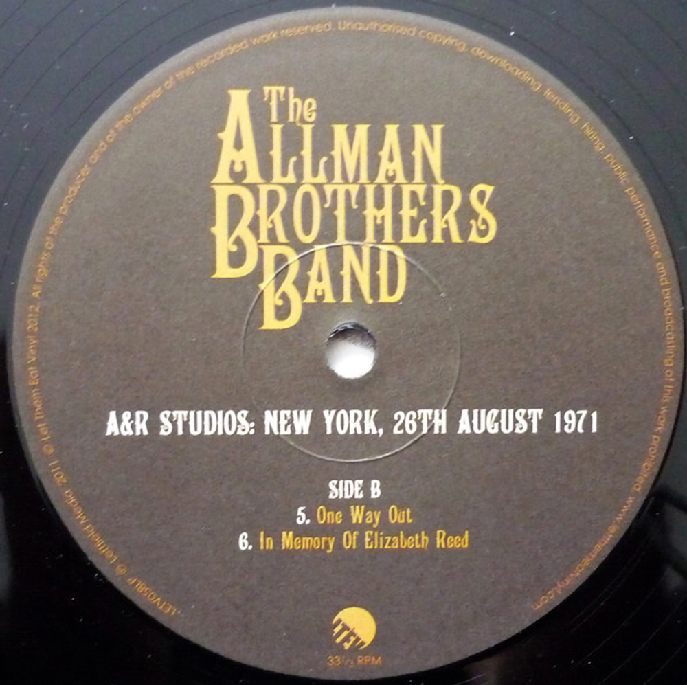 The Allman Brothers Band / A&R Studios: New York, 26th August 1971 (2LP)