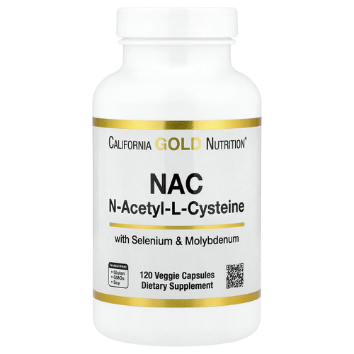 California Gold Nutrition, N-ацетил-L-цистеин с молибденом и селеном, 120 растительных капсул